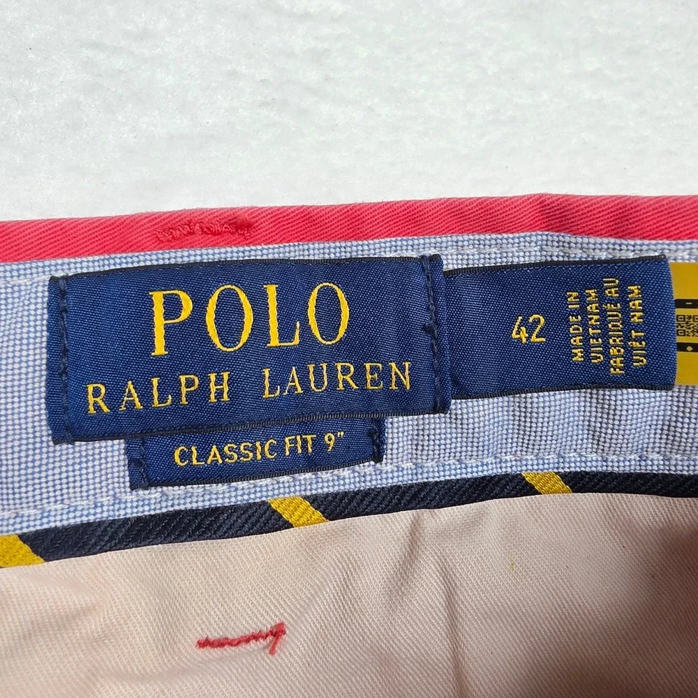 Polo Ralph Lauren Mens Classic Fit 9 Inch Chino Shorts Red Stretch Twill Size 42